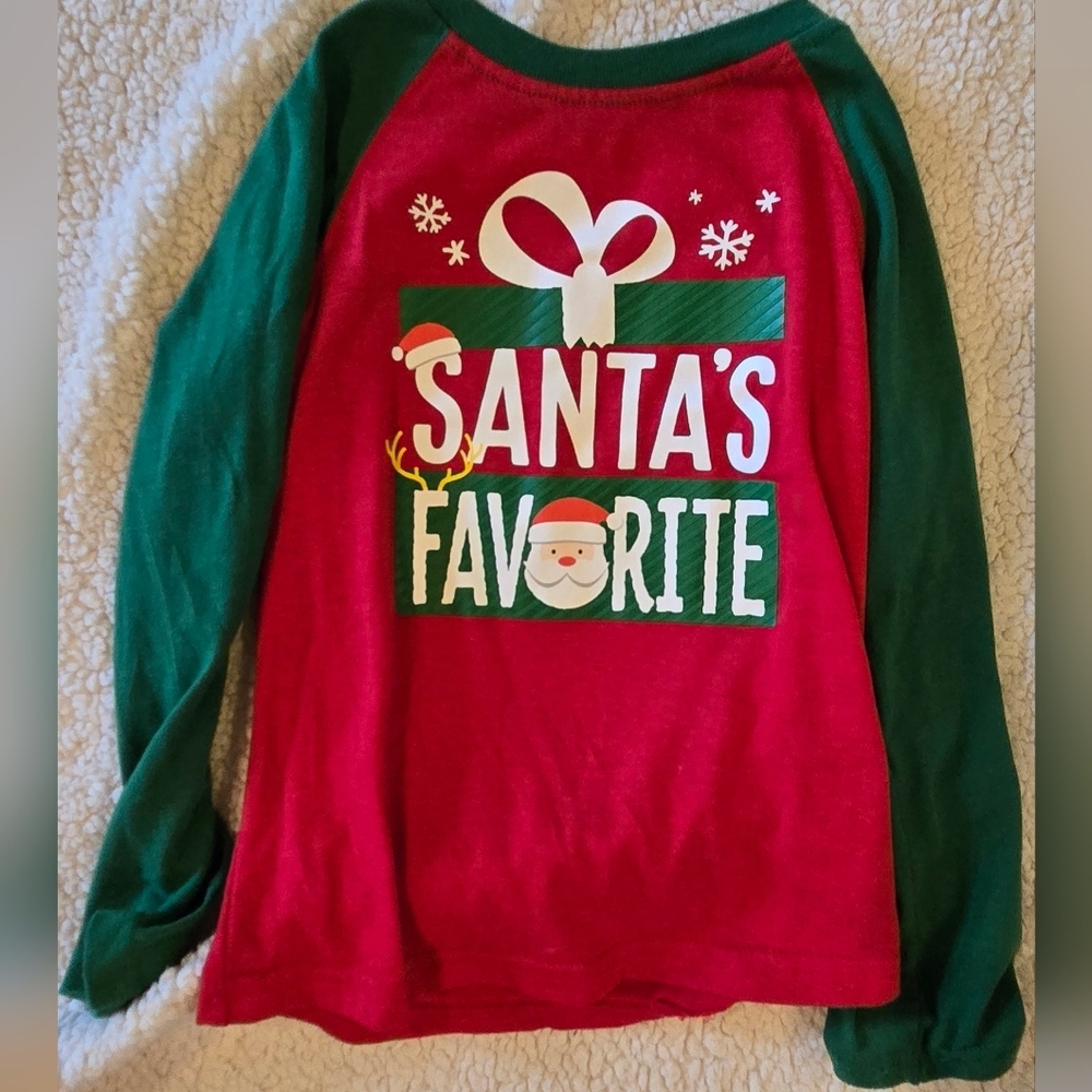 Santa's Favorite Long Sleeve Tee - Red and Green Christmas